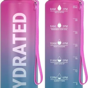 Sahara Sailor Water Bottles, 32oz Motivational Sports Water Bottle with Time Marker