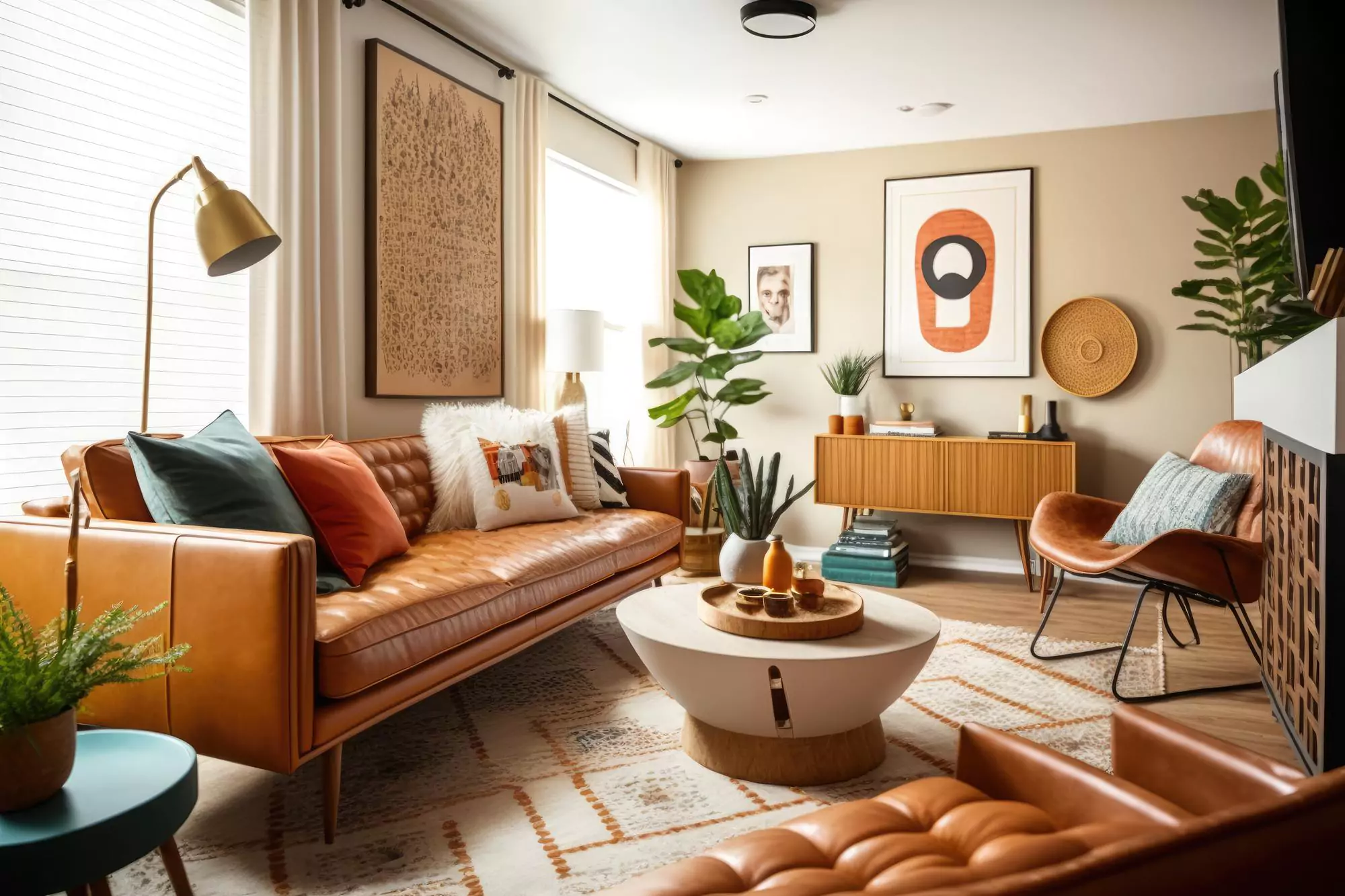 living-room-mid-century-style-with-warm-colors