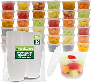 Freshware Food Storage Containers Plastic Deli Containers with Lids