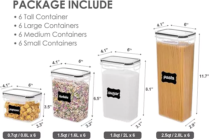 Vtopmart Airtight Food Storage Containers sizes